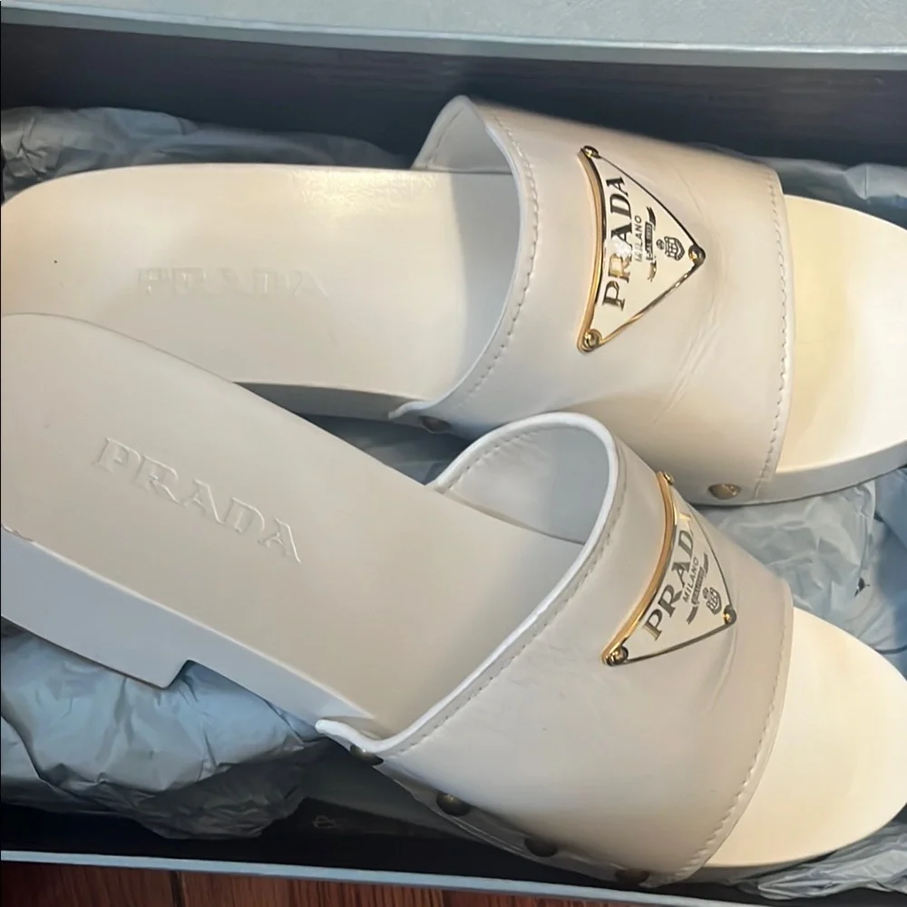 Prada Milano White Clogs Mules - Picture 2 of 10
